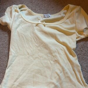 Yellow Ribbed Women's Top